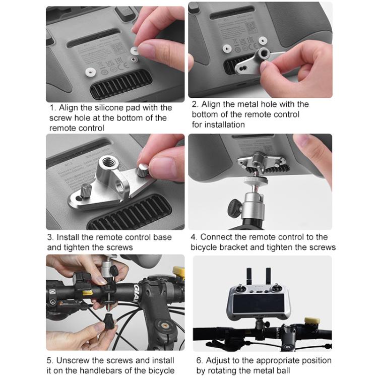 BRDRC Drone Remote Control Adapter Base Bicycle Holder, For DJI RC / RC 2 BRDRC Drone Remote Control Adapter Base Bicycle Holder, For DJI RC / RC 2